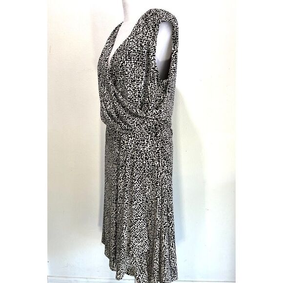 Ralph Lauren Wrap dress Black White career office business casual women's L - Picture 3 of 6